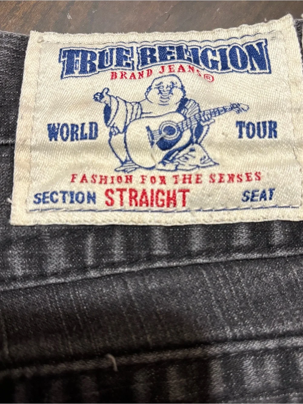 True Religion Men’s Straight Leg Jeans size 34 Charcoal color, made in USA